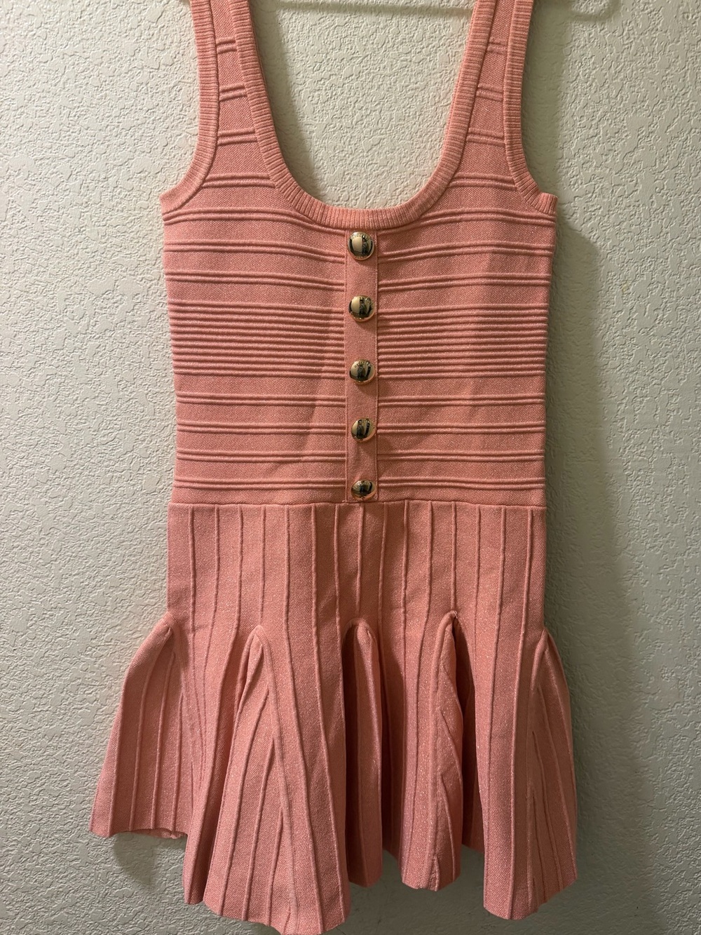 Retrofete Peach Scoop-Neck Button Mini Dress - Picture 5 of 9
